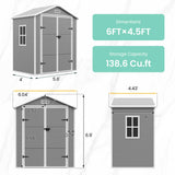 UDPATIO Outdoor Resin Storage Shed 6x4.5 FT, Plastic Garden Shed for Bike, Garbage Can, Tool, Outside Sheds with Lockable Door for Backyard, Patio, Lawn, Grey & White UDPATIO