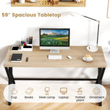 Giantex 10 FT Conference Table for 8-10 People, Modern 48" D x 118" W Large Meeting Table with Z-Shaped Metal Leg, Rectangle Conference Room Table for Office, Boardroom, Grey Oak Giantex