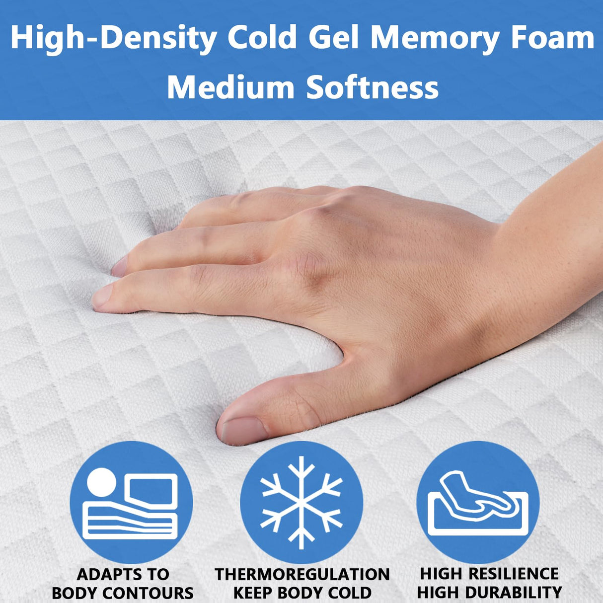 Rhyme source 4.5 Inch Cold Gel Memory Foam Sofa Bed Mattress Replacement for Sleeper Sofa and Couch Beds Queen Size Sofa CertiPUR-US Certified (Sofa Not Included) Rhyme source