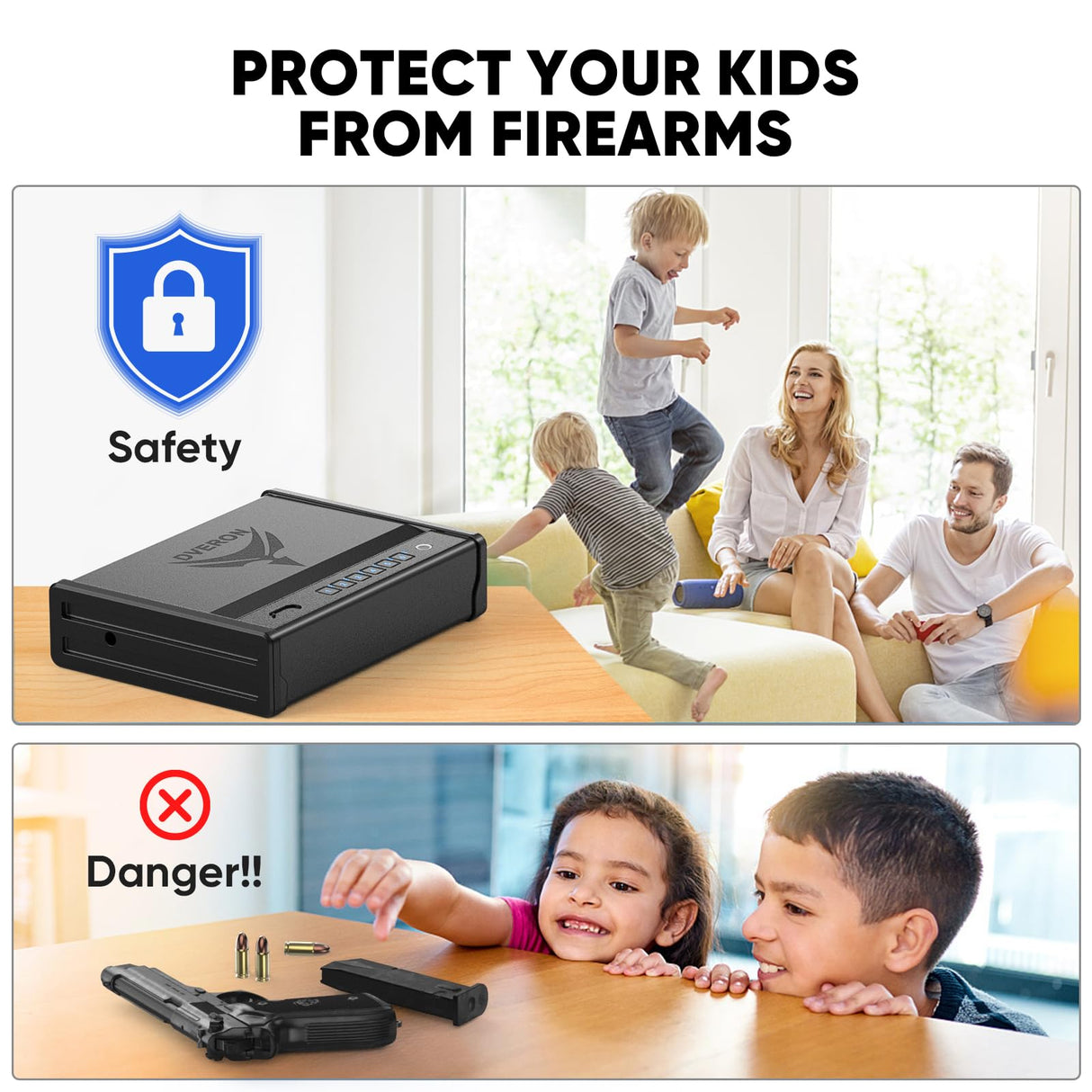 Dveron Biometric gun safe for handgun, Quick Access Fingerprint ＜1s Pistol Safe, Gun Lock Box Gun for Cloakroom Bedroom Nightstand and Car, Black Safe Box, Carbon Steel Construction Dveron