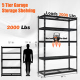 GarveeHome Storage Shelving Unit, 5 Tier Adjustable Shelves, 48''W Garage Storage Shelves Heavy Duty Metal Organizer Wire Rack, Industrial Shelving 48" L x 18" W x 72" H for Kitchen Pantry Basement GarveeHome