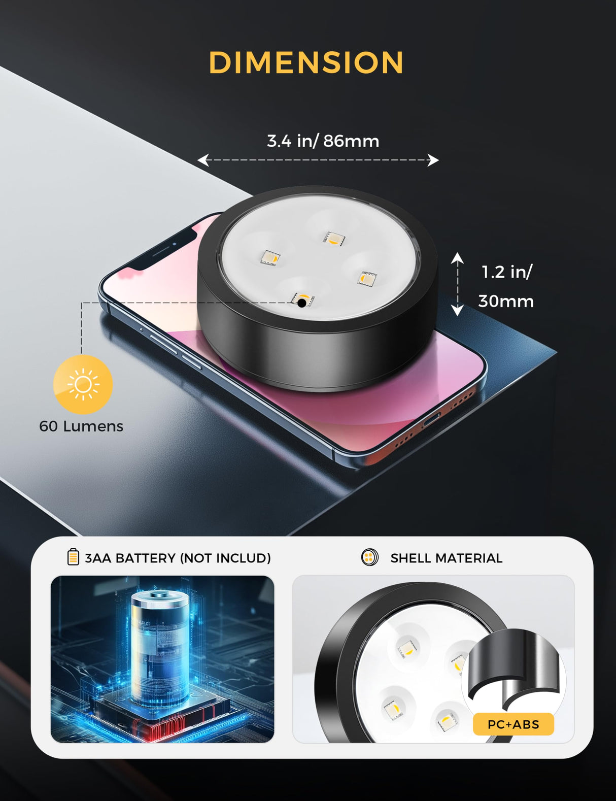 swesara Stick on Lights with Remote Shelf Battery Operated Push Lights Small Led Bookshelf Above Cabinet Lighting 2 Pack Black swesara