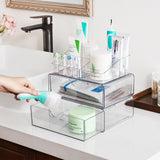 Vtopmart 3 Tier Clear Makeup Organizer with Drawer, Cosmetic Storage for Dresser Countertop and Bathroom Vanity, Beauty Holder for Lipstick Brush Skincare Vtopmart