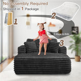 JEEOHEY 56"W Oversized Chaise Lounge Chair Indoor,Plush Faux Fur Sleeper Sofa Couch Bed with Pillows&Wide Armrest,Fluffy Comfy Cloud Sofa,Compression Foam Boneless Couch for Living Room,Bedroom(Black) JEEOHEY