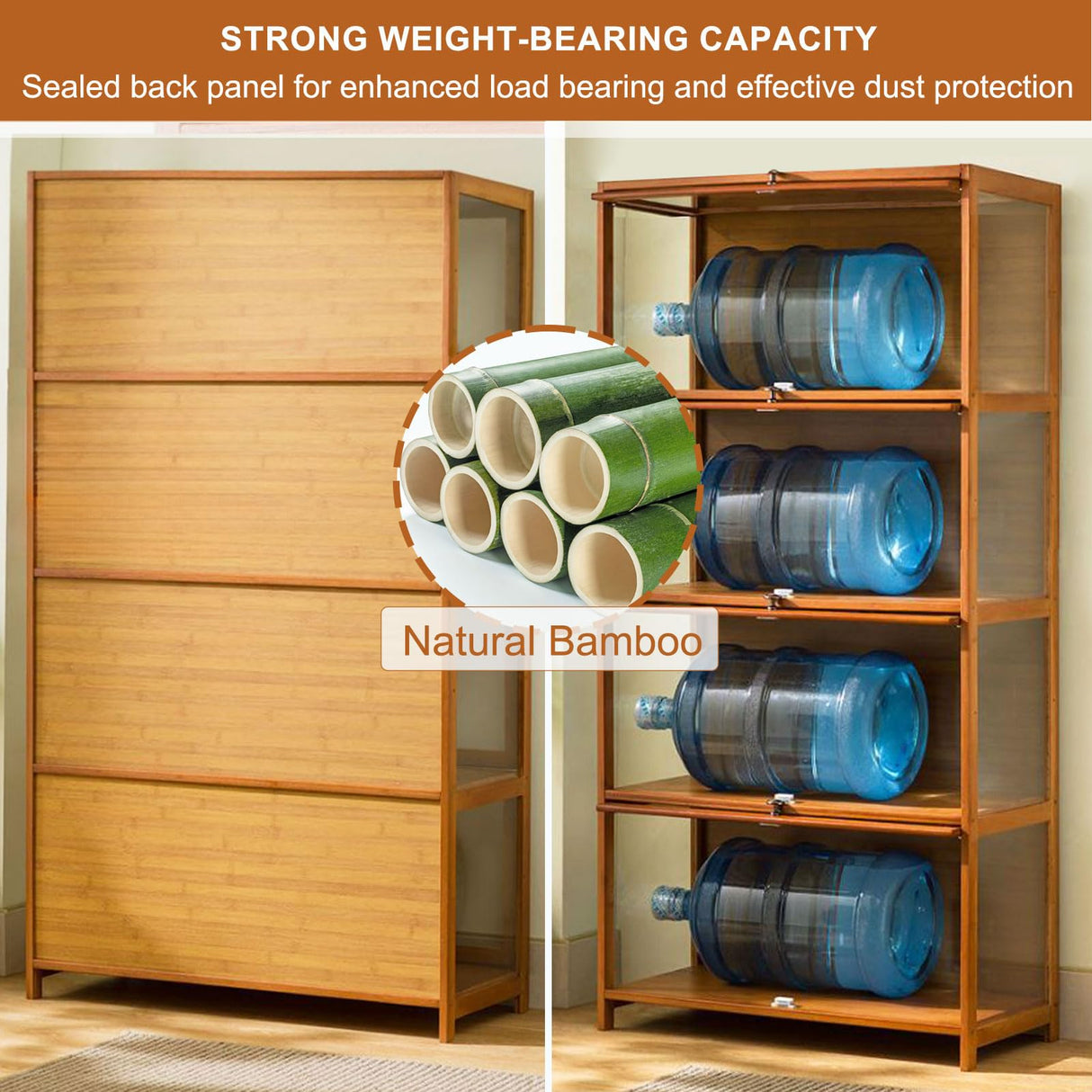 3-Tier Curio Display Cabinet, Storage Shelves with Acrylic Flip Door, Collectibles Toy Organizers Rack & Display Shelf, Bookshelf and Bookcase for Playroom, Bedroom, Office,Wooden,106×80cm/42×32in Generic