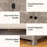 HOOBRO 47.2" Litter Box Enclosure for 2 Cats, Hidden Litter Box Furniture with Double Rooms, Wooden Cat Litter Box Enclosure, Dual Litter Box Design, Large Cat House for 2 Cats, Greige BG32MW01 HOOBRO