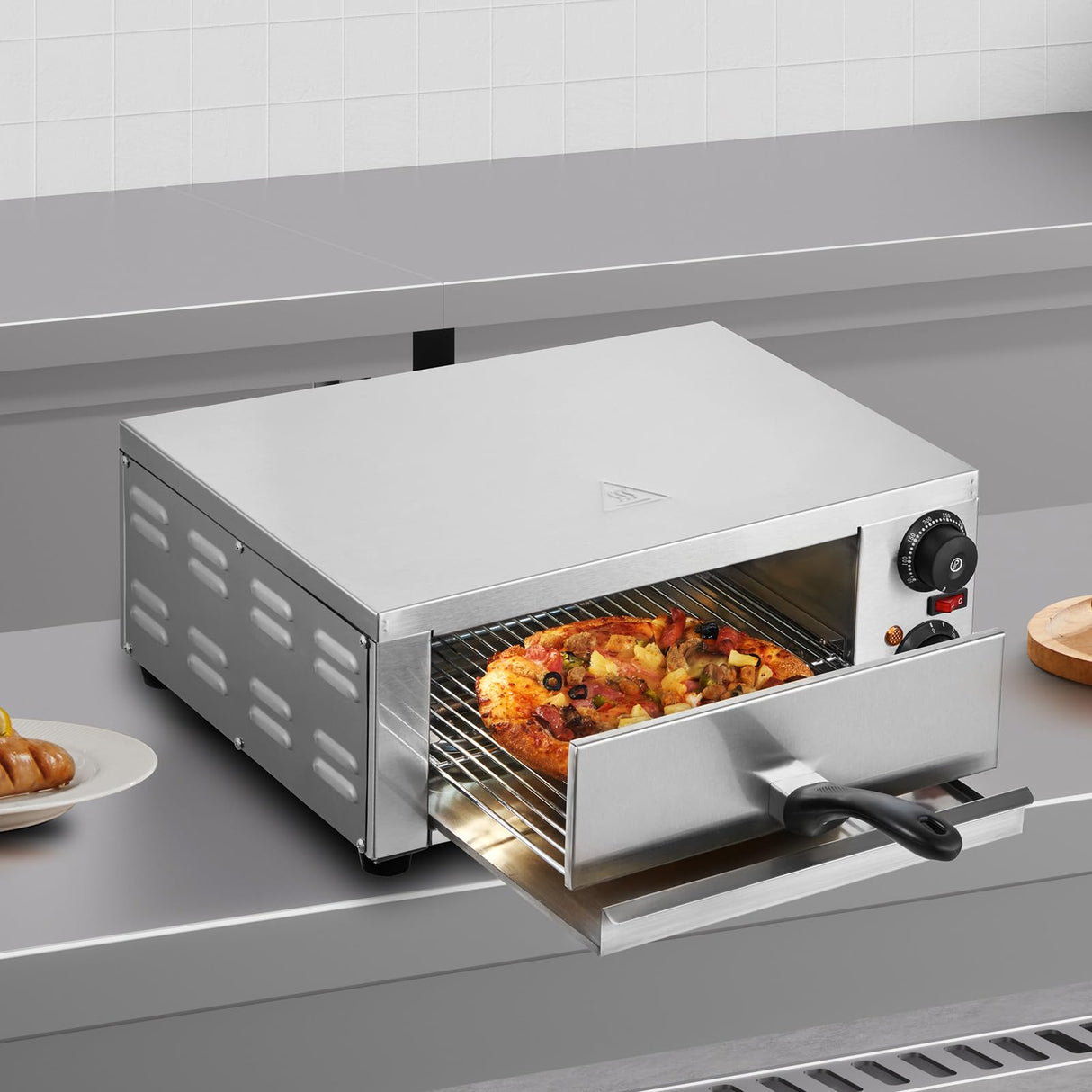 VEVOR Electric Pizza Oven for Countertops, 12-inch, 1500W, with Temp Control & 0-120 Min Timer, Even Baking Technology & Easy Clean Crumb Tray, Ideal for Both Commercial & Home Kitchens VEVOR