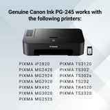 Canon PG-245 Genuine Black Ink Cartridge, Compatible with iP2820, MG2420/2924/2920/3020/2522/2525, MX492, TS3120/302/302a/202/202a/4520/3320 Canon