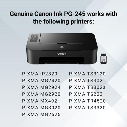 Canon PG-245 Genuine Black Ink Cartridge, Compatible with iP2820, MG2420/2924/2920/3020/2522/2525, MX492, TS3120/302/302a/202/202a/4520/3320