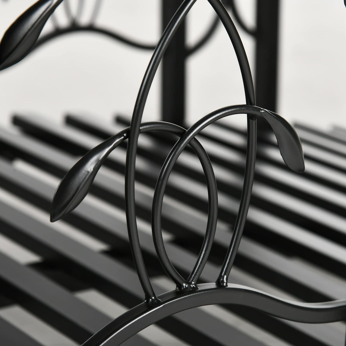 Outsunny 6' Metal Arch Backyard Garden Bridge with 660 lbs. Weight Capacity, Safety Siderails, Vine Motifs, & Easy Assembly for Backyard Creek, Stream, Pond, Black Outsunny