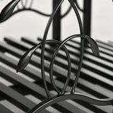 Outsunny 6' Metal Arch Backyard Garden Bridge with 660 lbs. Weight Capacity, Safety Siderails, Vine Motifs, & Easy Assembly for Backyard Creek, Stream, Pond, Black Outsunny