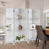 AMBITION LAND Room Divider with Shelves, Privacy Screen, Room Dividers and Folding Privacy Screens, 5 Panel Wood Temporary Wall Partition Separation Separator, Coconut AMBITION LAND