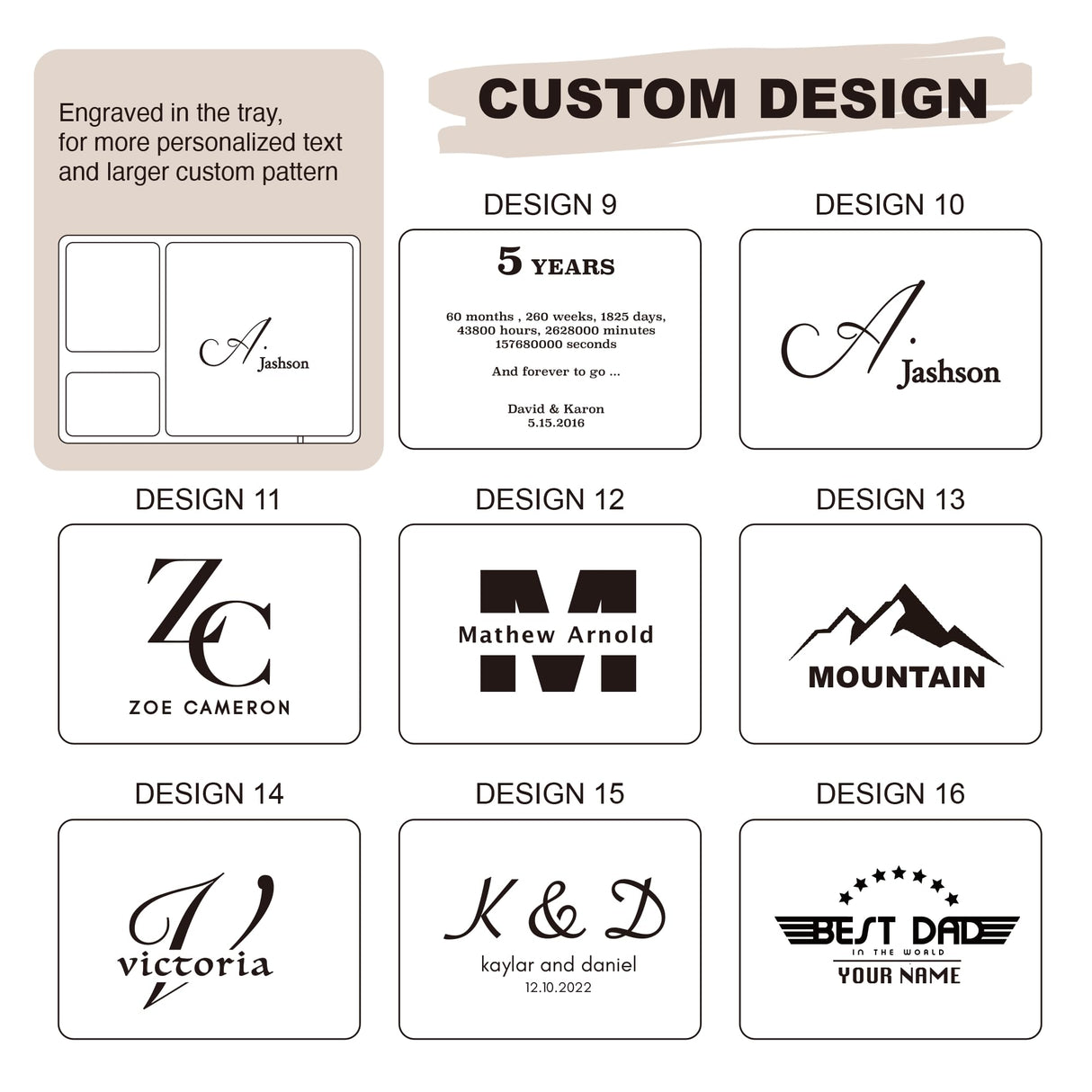 SeedWave Personalized Valet Tray, Customized Wooden Nightstand Organizer, Personalized Gift for Valentine’s Day from Wife, Customized Men Gift Ideas SEEDWAVE