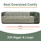 Morden Fort 96'' Luxury Modern Sofa, 3 Seater Modular Sectional Couch, Deep Seat Sofas, Minimalist Style Comfy Couches for Living Room Apartment, DIY Combination, Chenille, Green Morden Fort