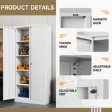 Firstsky Metal Garage Storage Cabinet with Lock, 71" Lockable Garage Cabinet with Doors and Shelves, Steel Lockable File Cabinet, Locking Tool Cabinets for Home, Office, Garage(White, 71 inch) Firstsky