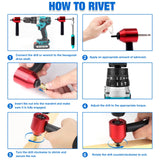 YUZES Rivet Nut Tool Drill Adapter Kit, Labor-Saving Rivet Nut Gun Cordless with 12 Mandrels and 260 PCS Rivet Nuts, Rivnut Tool Kit for Nutsert, Cars, Metalwork, Home Improvement, DIY - 30 Series YUZES