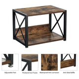 Giikin Desktop Printer Stand with 2 Tier Wood Storage Shelves, Multi-Purpose Desk Organizer for Fax Machine, Scanner, Files, Books, Rustic Brown Printer Shelf with Adjustable Anti-Skid Feet (Brown) Giikin