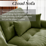 94" Modular Sectional Sofa,Velvet Upholstered Couches for Living Room,3 Seater Green Sofa Couch with Movable Ottoman,Big Comfy Loveseat Sofa with Deep Seats for Living Room,Apartment,Bedroom Wunlerlant