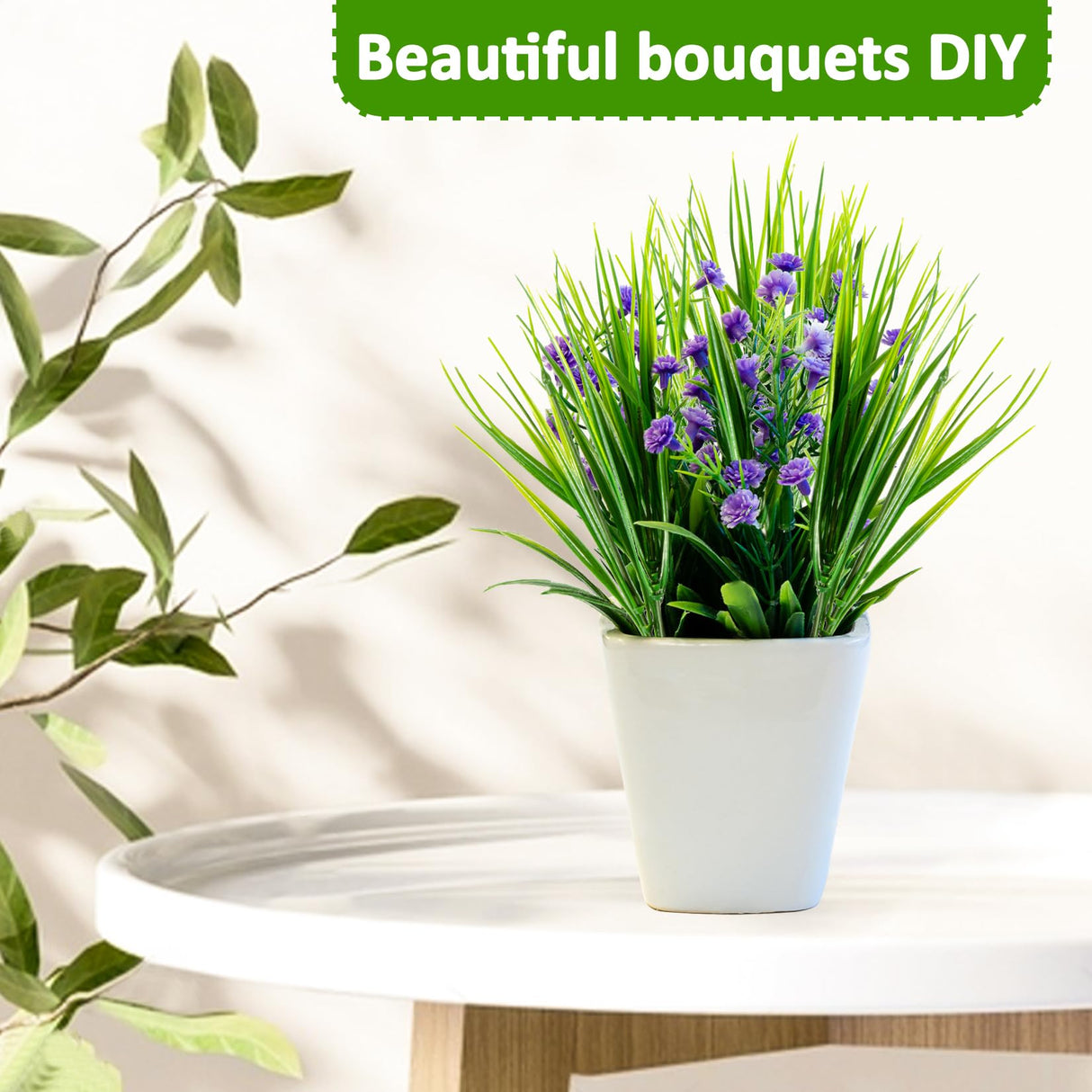 MAQIHAN 10 Artificial Grass Plant Outdoors - Faux Grass Fake Wheat Grass Decor Artificial UV Resistant Outdoor Plants Plastic Grass Outside Weed Plant Artificial Greenery for Porch Decorative MAQIHAN