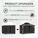 BPS 10' x 12' Gazebo Universal Mosquito Netting Screen Replacement, 4-Panel Screen Walls with Double Zippers for Outdoor Patio, Black (Mosquito Net Only) BPS