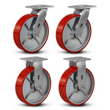 FOVERSWIVE 8"x2" Industrial Casters- Heavy Duty casters,Polyurethane Casters Wheel,Capacity up to 6000 Lb. Use for Platform Truck, U-Boat Cart,Workbenches(2 Swivel & 2 Rigid) FOVERSWIVE