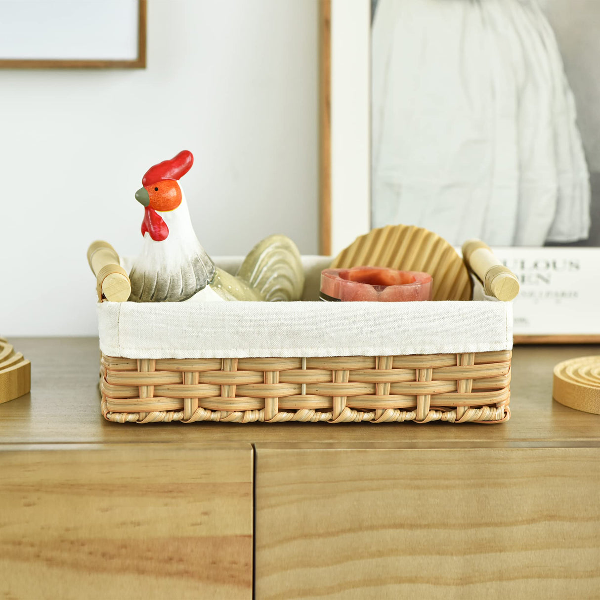 GRANNY SAYS Wicker Baskets with Liner, Small Baskets for Shelves, Decorative Baskets for Home Decor, Wicker Storage Basket for Back of Toilet, Set of 2 GRANNY SAYS