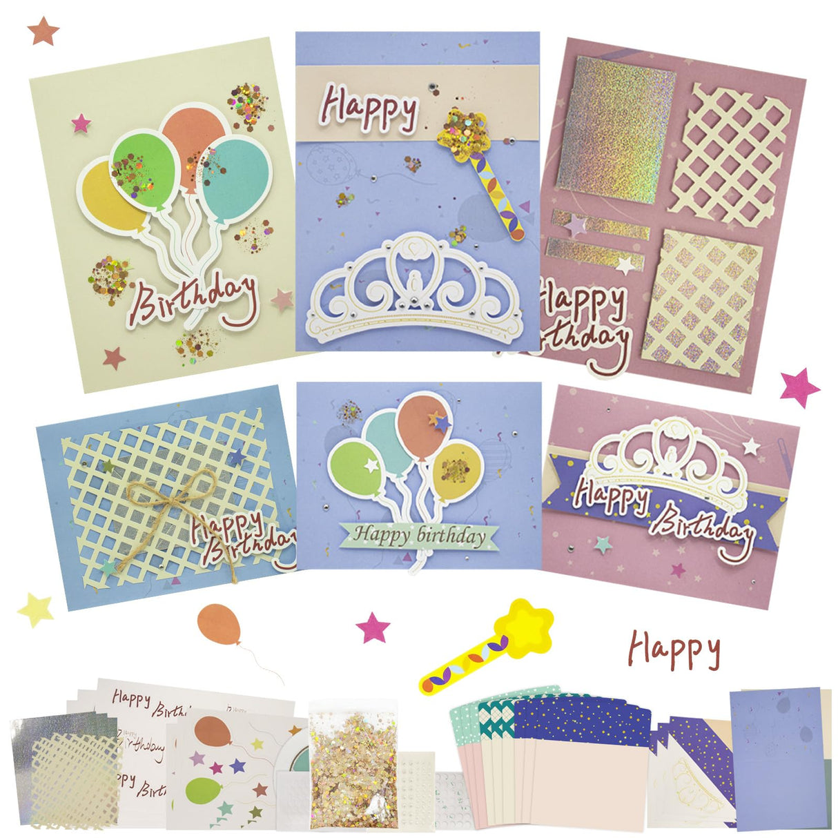 CREATIVETREES Greeting Card Making Kits DIY Blank Cards for Birthdays, 9 Envelopes, Balloon Thank You Cards, Colourful Balloon Thank You Cards with Envelopes CREATIVETREES