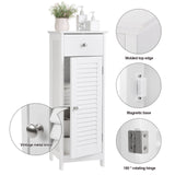 VASAGLE Bathroom Floor Cabinet Storage Organizer Set, with Drawer and Single Shutter Door Wooden, White UBBC43WT VASAGLE