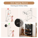 AVZEAR Shoes Cabinet, Narrow Shoes Storage Cabinet with 3 Flip Drawers, Free Standing Shoe Racks Organizer Farmhouse Tipping Bucket with Blackboard, Shoes Cabinet Storage Entryway Hallway, Black AVZEAR