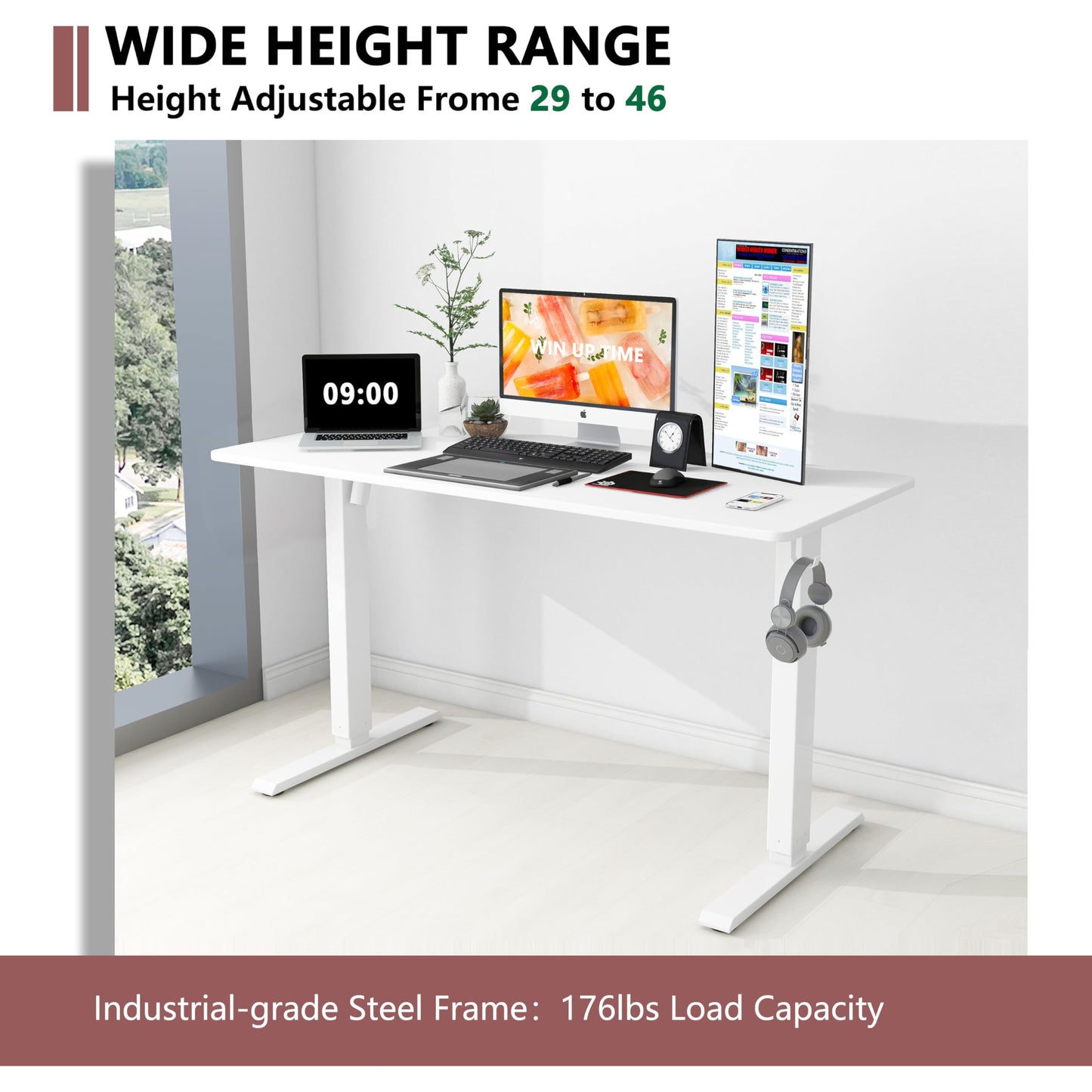 63 x 24 Inches Standing Desk Adjustable Height with Splice Board- Stand Up Desk, Electric Standing Desk, Sit to Stand Desk for Home & Office Computer Desk