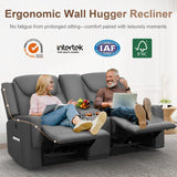 Dresegmt Loveseat Recliner Sofa, Gray PU Leather Double Recliner Loveseat with Console, Cup Holders, Storage & USB Ports, Ergonomics， Manual Reclining Sofa Couch for Living Room, RV Dresegmt