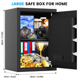 3.5 Cub Large Home Safe Fireproof Waterproof, Digital Fire proof Safe Box With Fireproof Bag, Combination Lock and Alarm Systerm, Anti-theft Safes for Home Files Ammo Pockrif