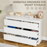 OtterOasis White Wood Dresser, 6 Drawer Dressers for Clothes Storage for Bedroom, Modern Dresser with Wide Drawers, Wide Wooden Chest Drawers for Living Room, Entryway, TV Stand(47" W x15.4 Dx32.3 H) OtterOasis