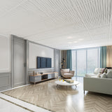 Art3dwallpanels Ceiling Tiles 24 x 24 for Interior Wall Décor, 12 Pack Drop Ceiling Tile 3D Wall Panel Fire Rated Waterproof Premium PVC, No Sag and Breakage Wall Panels Cover 48.Sq.Ft. White Art3dwallpanels