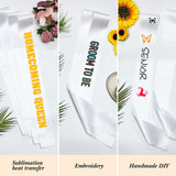 Funtery 20 Pieces White Blank Sash Sublimation Pageant Sashes DIY Plain Sash with Safety Pins for HTV Vinyl Hot Foil Printing Homecoming Pageants Wedding Birthday Party Supplies Funtery