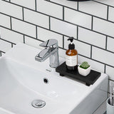 Bathroom Counter Organizer Wood Pedestal Stand Farmhouse Decorative Tray Soap Holder for Kitchen Decor, Small, Black zoocatia