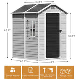 Outdoor Resin Storage Shed with Floor Window Lockable Door Included, 6x4 FT Plastic Sheds, Waterproof Outside Storage Sheds for Garden Backyard Patio Lawn Tools, Gray Restland