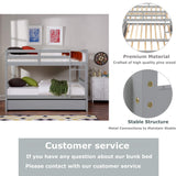 WIILAYOK Full Over Full Bunk Bed with Trundle, Convertible to 2 Full Size Platform Bed, Full Size Bunk Bed with Ladder and Safety Rails for Teens, Adults, Grey WIILAYOK