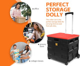 MaxWorks 50830 Collapsible Black Rolling Folding Dolly Cart for Teachers - Multi-Functional Teacher Dolly with Extra Storage, Durable Wheels, and Easy-to-Fold Design for Classroom, Office, Shopping MaxWorks
