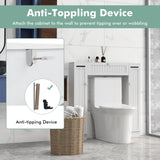 Tangkula Over The Toilet Storage Cabinet, Bathroom Space Saver w/Adjustable Shelves & Paper Holder, Freestanding above Toilet Organizer w/ 2 Side & Pull-Down Door for Bathroom Storage (White) Tangkula
