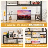 Snughome Desk Shelf, 38.6" Desktop Bookshelf, Desk Hutch Dorm, Countertop Storage Hutch with 5 Shelves for Computer Desk, Multipurpose Wood Desktop Display Organizer Rack for Home Office Dorm Snughome