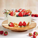 12" Acacia Wood Revolving Cake Stand, Rotating Cake Turntable, Wooden Rotating Display Stand for Cake, Cupcake Decorating Supplies GOVOKOI