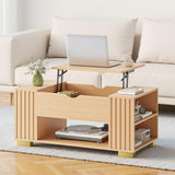 COMHOMA Lift Top Coffee Tables for Living Room, 39" Center Table with Hidden Storage Compartment, Adjustable Wooden Tea Table for Small Spaces, Natural Oak COMHOMA