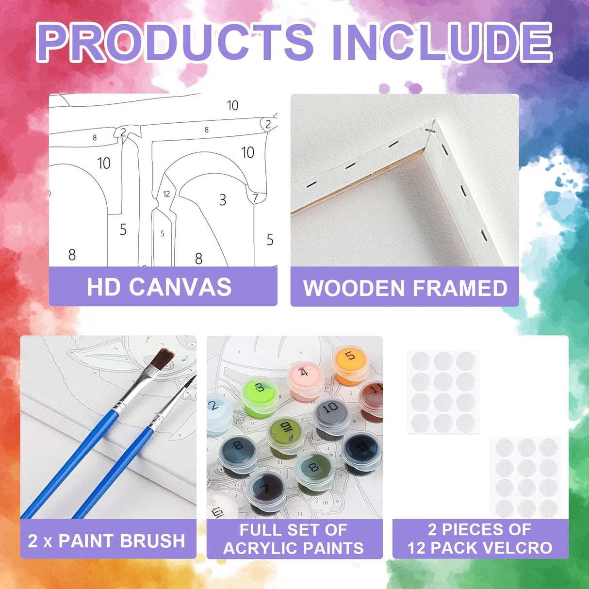 4 Pack Funny Animals Paint by Numbers for Adults, 8x8 Inch Framed Bathroom Theme DIY Painting Kit with Brushes and Acrylic Paints, Giraffe Flamingo Tiger Highland Cow on Canvas for Wall Decor antor
