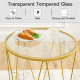 HOOBRO Small Coffee Table Set of 2, Round Coffee End Table with Metal Frame, Glass Top, Gold Side Table for Living Room, Bedroom and Balcony, Modern Style, Gold GD79BZ01 HOOBRO