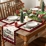 Artoid Mode Red and Black Buffalo Plaid Truck Merry Christmas Placemats Set of 4, 12x18 Inch Seasonal Winter Xmas Holiday Table Mats for Party Kitchen Dining Decoration Artoid Mode