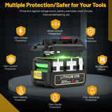 Futurebatt 20V Max Battery for DEWALT 20-Volt MAX Tools 6.0Ah Lithium Battery Replacement DCB206 DCB205 DCB204 DCB203 DCB201 DCB200 DCB181 DCB180 DCD DCF DCG DCS Series Futurebatt