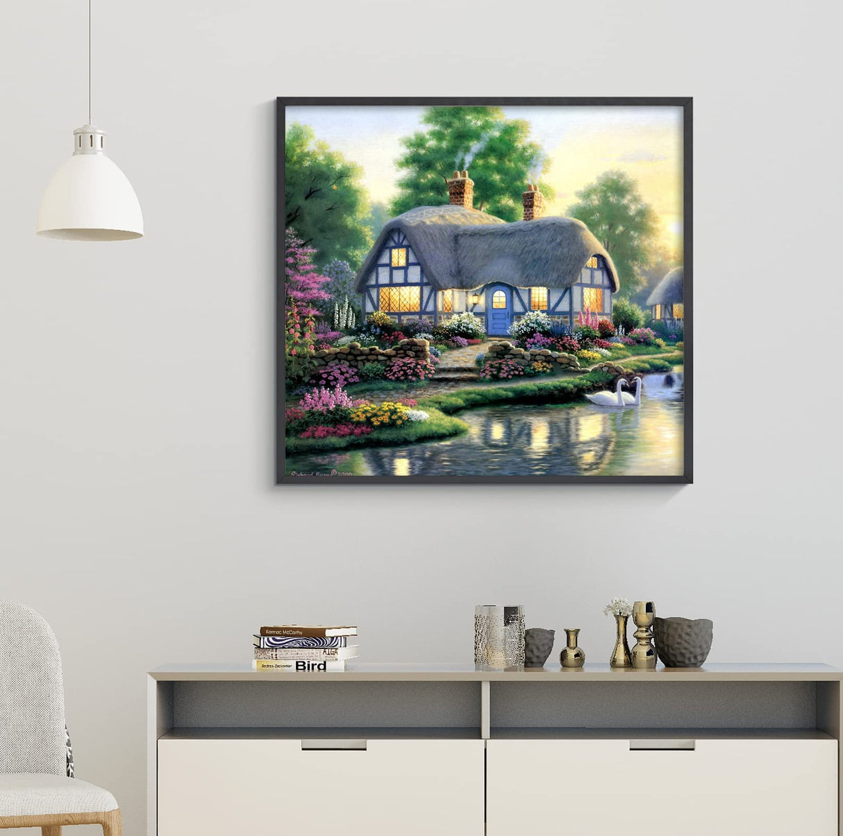 Landscape Diamond Art Kits for Adults: Country Diamond Painting Cottage DIY 5d Diamond Painting Kit Full Drill Landscape Adults' Paint-by-Number Kits Diamond Art Pictures 12 x 12 Inch Woteilus