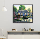 Landscape Diamond Art Kits for Adults: Country Diamond Painting Cottage DIY 5d Diamond Painting Kit Full Drill Landscape Adults' Paint-by-Number Kits Diamond Art Pictures 12 x 12 Inch Woteilus