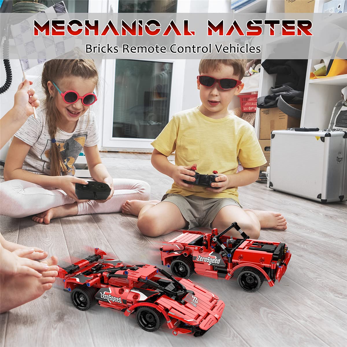 GMAOPHY STEM Toy Building Toys Gifts for Age 5, 6, 7, 8, 9, 10, 11, 12 Years Old Kids Boys Girls, 2 in 1 Remote Control Racing Car Building Blocks, 351 Pcs DIY Engineering Construction Toy GMAOPHY